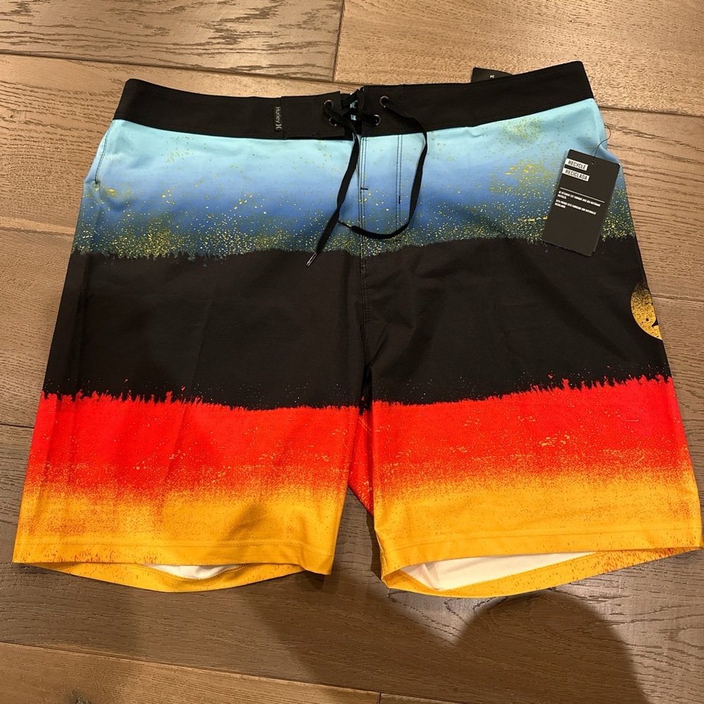 Hurley Men's Gradient Swim Shorts - Black, Blue, Red, Yellow